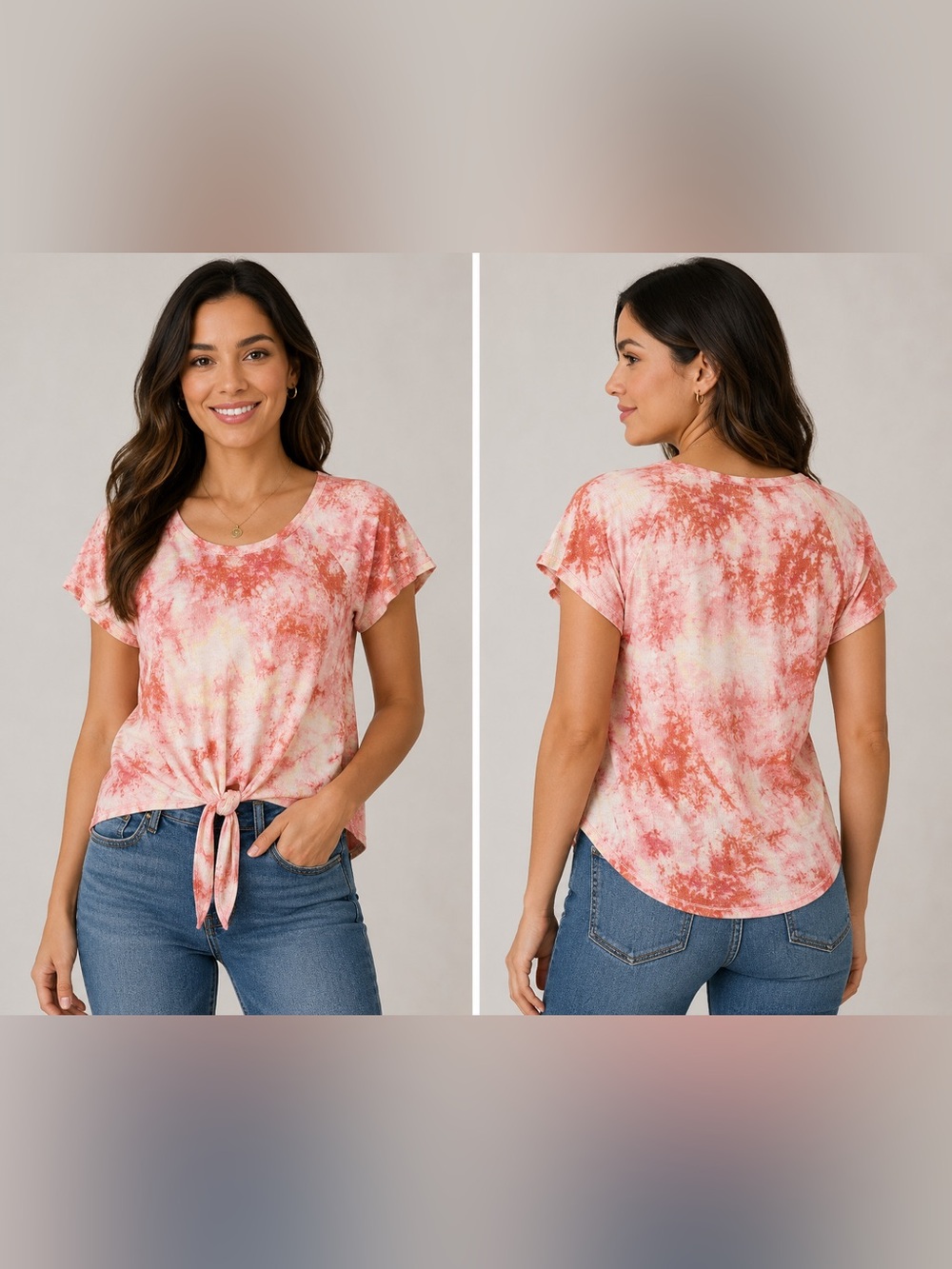 Skye’s The Limit Petite Tie Front Tie Dye Top Pink PM NWT